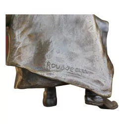 件青铜和金丝菊雕塑，署名 E. ROUSSEAU …